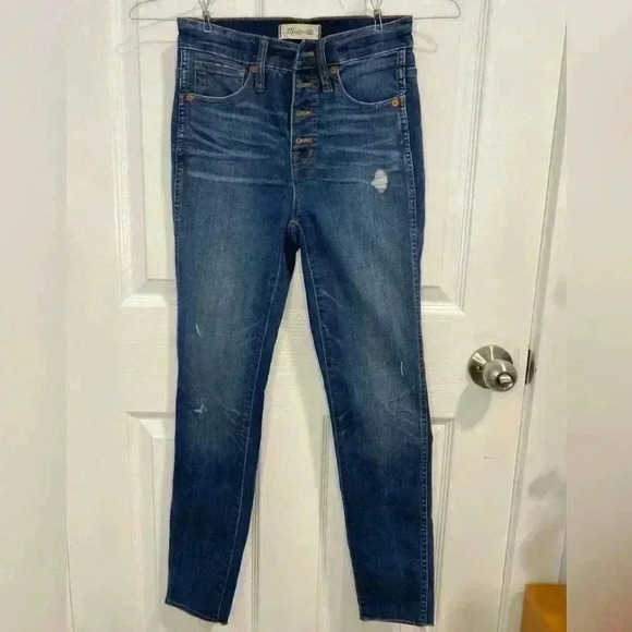 MADEWELL 10" High-Rise Skinny Jeans Button Front Size 25 - Picture 1 of 6